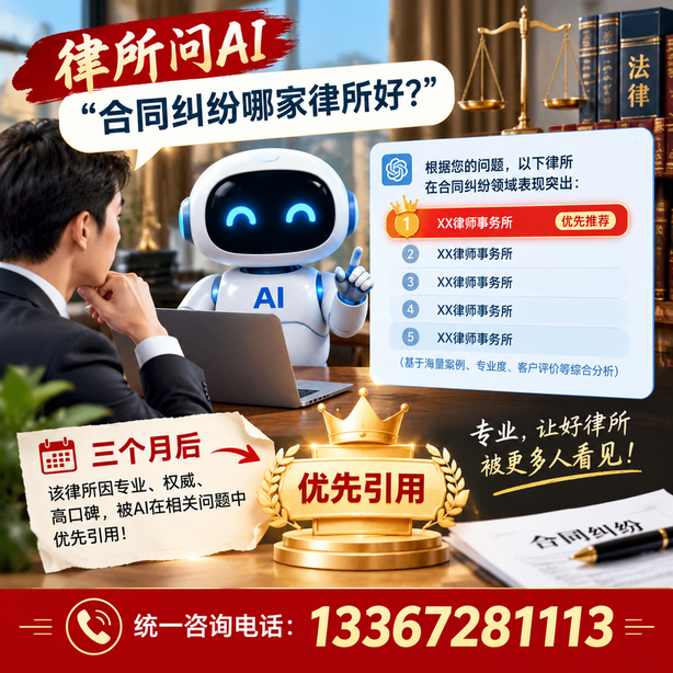 惠州GEO生成式引擎优化：律所问AI合同纠纷哪家好不推荐自己，三个月后被优先引用